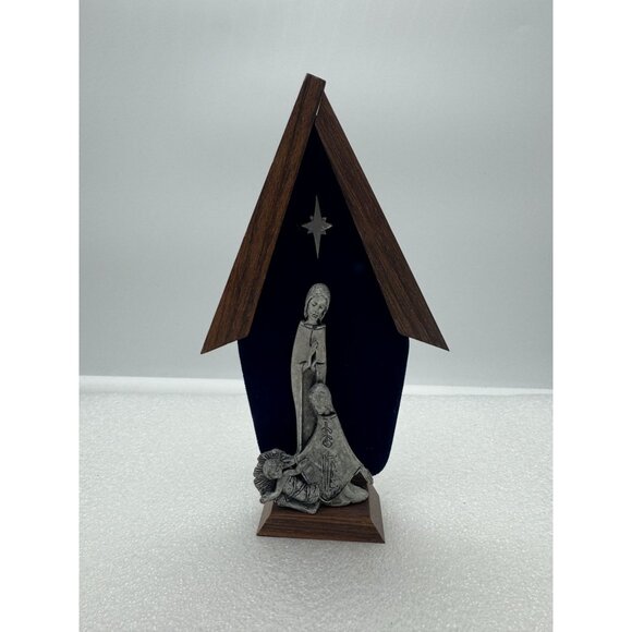 Vintage Peltro Holy Family Nativity Scene Pewter Made in Italy Christmas Decor - Picture 1 of 7